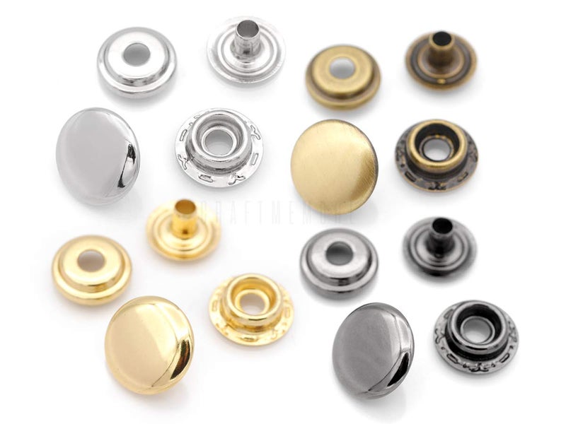 CRAFTMEMORE Snap Fasteners Color Plated Solid Brass Snaps Heavy Duty Press Stud Poppers Ring-Socket Button #201 VT47 Pack of 10 (15 mm, Antique Brass) - Image 2
